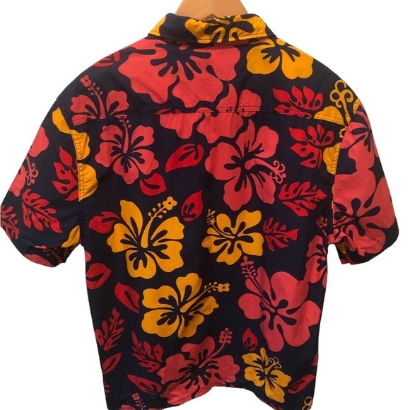Quiksilver Mens Colorful Button Down Hawaiian SS Shirt Sz XL Red Navy Orange - Picture 3 of 7